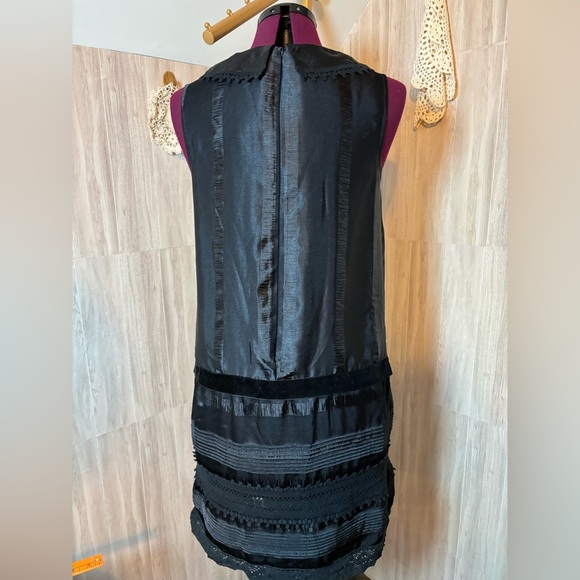 Anna Sui Navy Blue Polyester Lace Trim Dress 20th Anniversary Collection - Picture 2 of 12